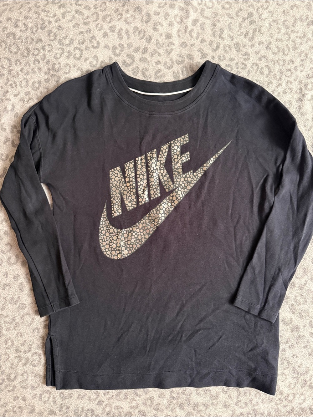 Nike Black Sweatshirt with Patterned Swoosh